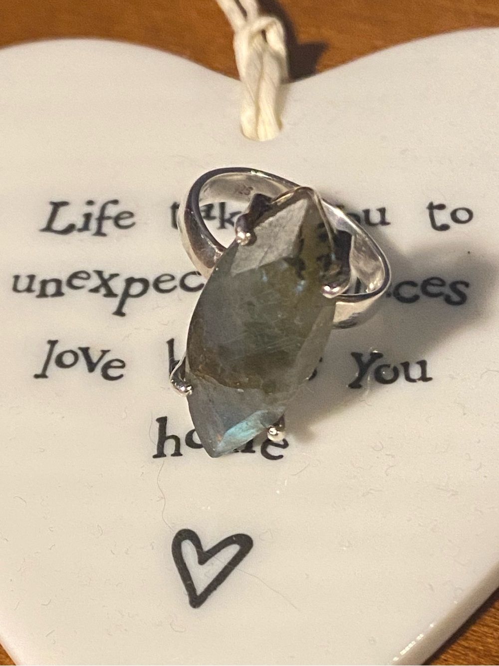 Vintage Labradorite Sterling Silver 925 Ring, Size 7.5/8